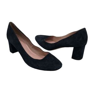 Kate Spade New York Blue Suede Block Heel Square Toe Pumps Size 9 1/2 Women's